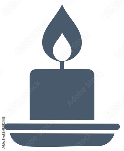 Simple Flat Design Candle Flame Icon Burning Light Abstract Graphic