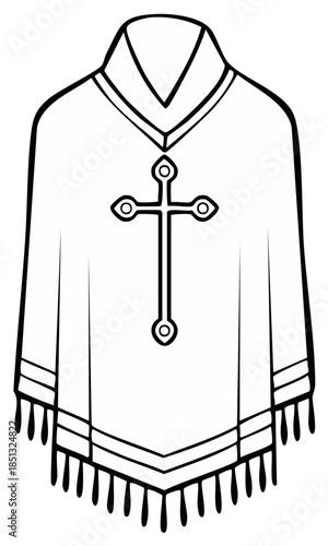 Elegant Clerical Vestment with Christian Cross Emblem for Religious Ceremony Apparel