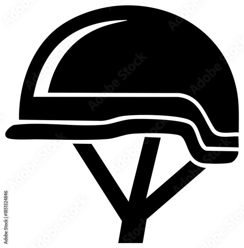 Stylized military helmet icon with suspension system for safety and protection