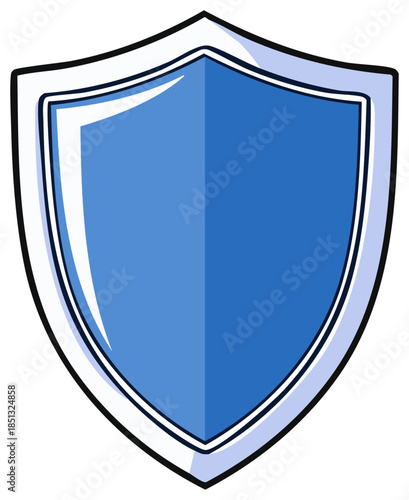Blue Cartoon Shield Badge Emblem Symbol  for Protection and Security