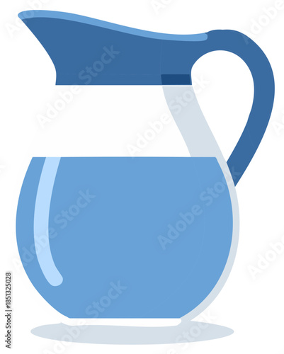 Glass Pitcher with Blue Liquid, Refreshment Illustration, Vector Graphic