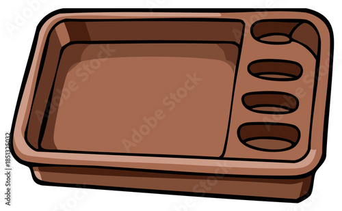 Practical brown desktop organizer tray with five separate sections for efficient storage needs