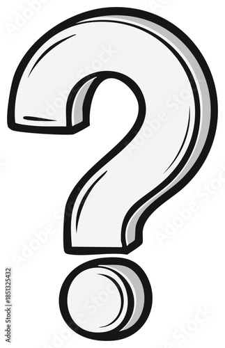Bold graphic question mark symbol with outline and shadow effect