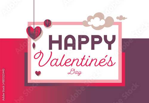 Valentinstag Grußgrafik mit Herzen und Wolkenmotiv