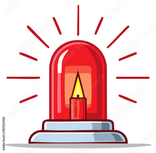 Flashing red siren light vector illustration for emergency alarm and warning concepts