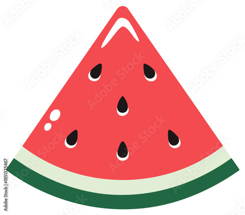 Cartoon illustration of a refreshing watermelon slice with seeds, a summer food concept