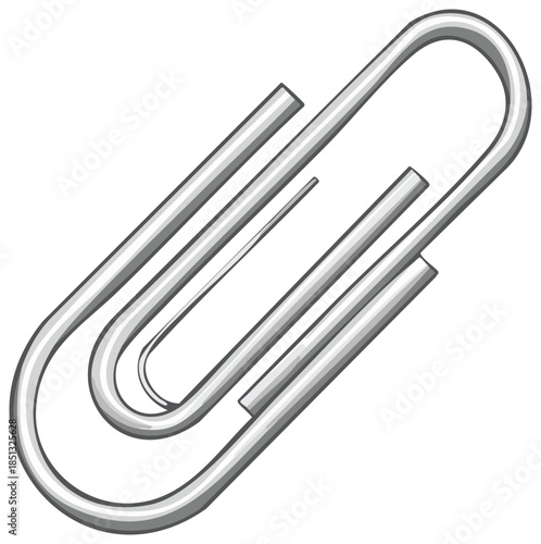 Shiny metal paper clip office supply stationery item for business and school documents