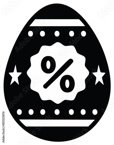 Festive Easter egg design with a prominent percentage symbol for holiday sales and special offers