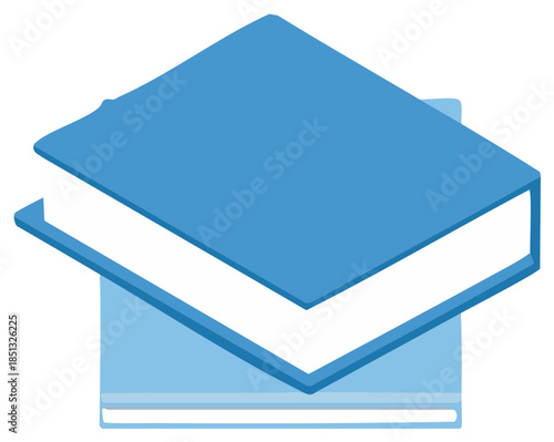 Stack of two blue hardcover books illustration. Simple flat vector icon for education, learning, and knowledge.
