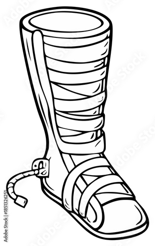 Stylized Line Art Drawing of a Roman Gladiator Sandal Footwear
