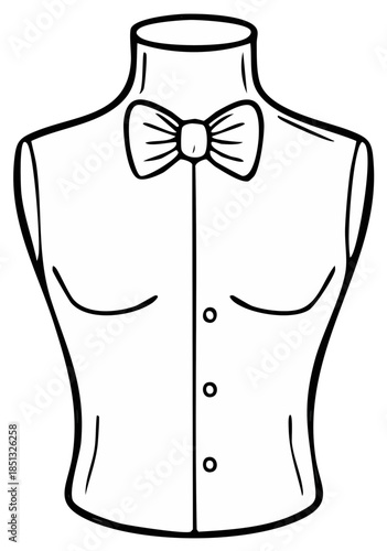 Dapper formal shirt and bow tie illustration on a mannequin torso