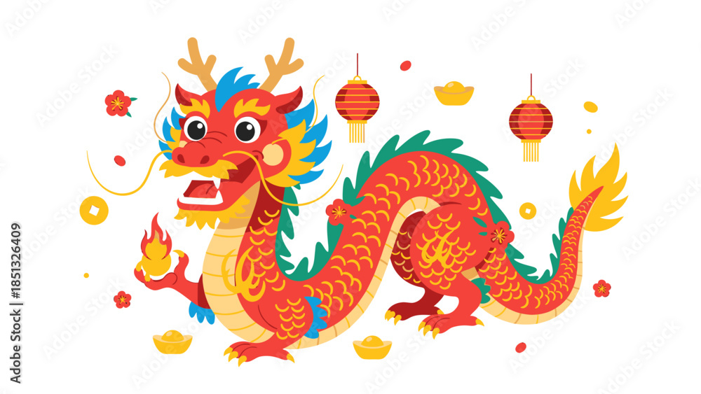Fototapeta premium chinese dragon on white background