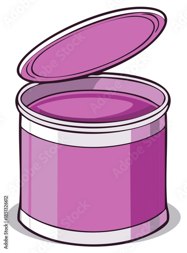 Open purple tin can with lid ajar vector illustration