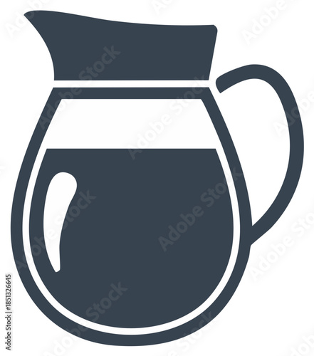 Dark blue pitcher icon with liquid, a minimalist flat vector symbol for drinks
