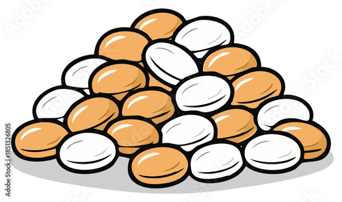 Pile of Chicken Eggs Illustration Brown and White Eggs Food Staple Graphic