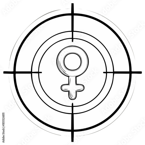 Crosshair sight aiming at female gender symbol target vector illustration