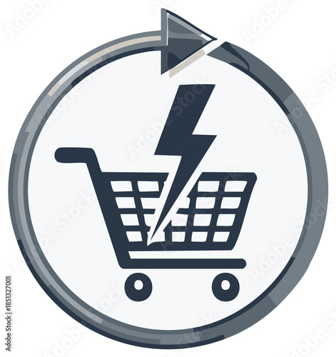 Shopping Cart Lightning Bolt Icon