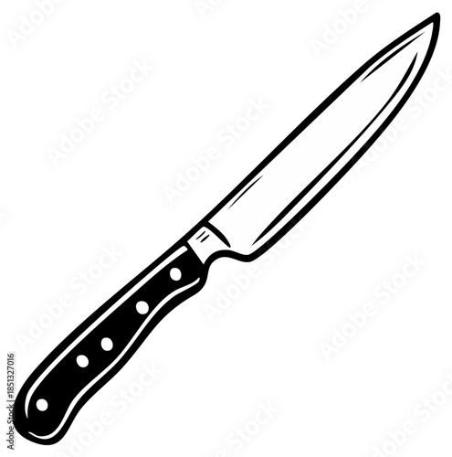 Kitchen Knife Illustration Vector Black and White