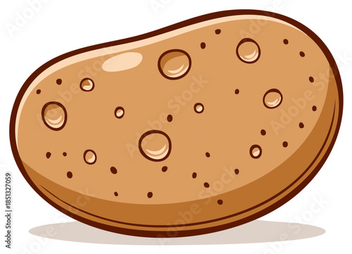 Cartoon style illustration of a whole potato with shadow