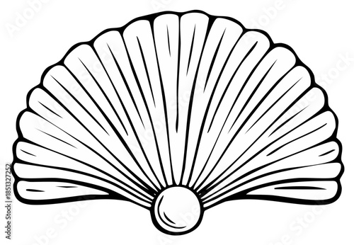 Ornate Seashell and Pearl Silhouette Vector Illustration Decorative Emblem