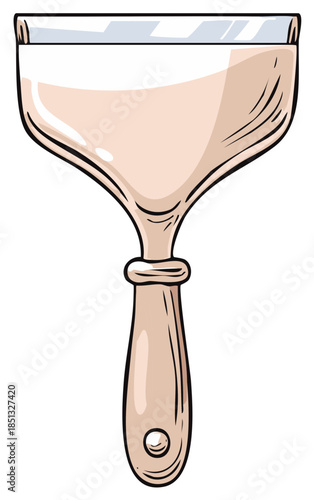 Putty Knife Hand Tool Cartoon Illustration for Home Improvement and Construction Work