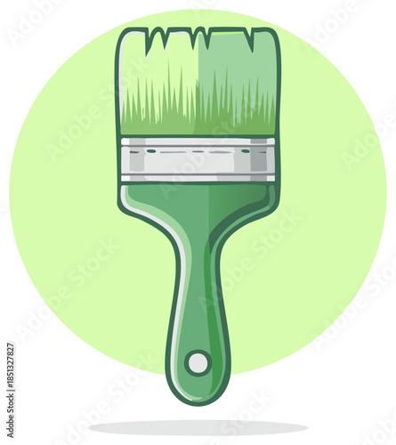 Green paintbrush cartoon vector illustration for painting and renovation