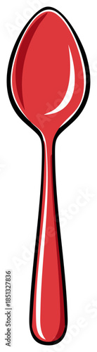 Cartoon Red Spoon Illustration Isolated for Kitchenware and Dining Concepts