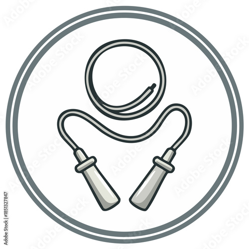 Jump Rope Icon for Fitness Workout and Cardio Exercise Activity in a Circular Frame