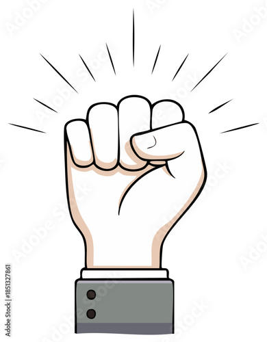 Vector Fist Raised Illustration of Power Strength Determination Success
