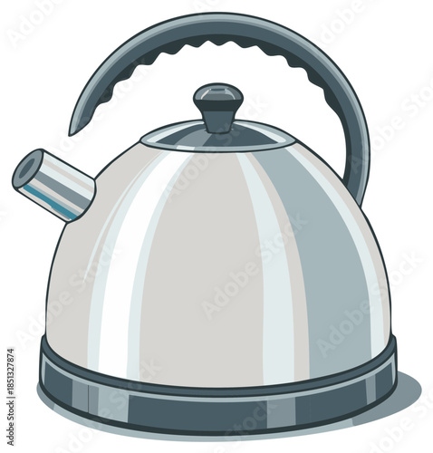 Modern Stainless Steel Stovetop Kettle Vector Graphic for Kitchen Appliance