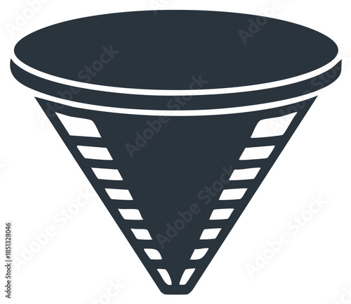 Vector Illustration of Upside Down Funnel with Line Pattern Decoration