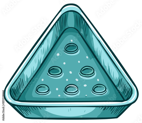 Triangle Billiards Rack with Six Balls Ready for Play