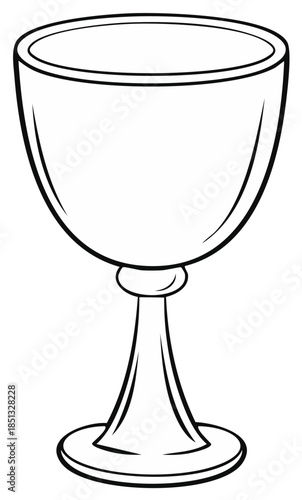 Classic chalice vector icon, black and white outline for design or coloring page