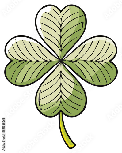 Green four leaf clover illustration drawing luck symbol