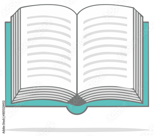 Stylized open book displaying blank pages, perfect for literacy, study, and knowledge concepts illustration