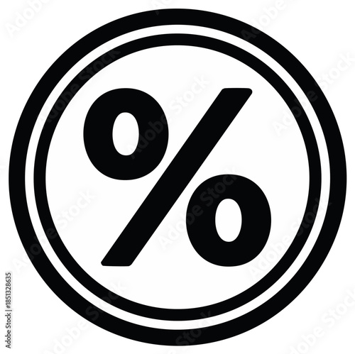 Black Percentage Sign inside Circle Icon Discount Sale Promotion Finance