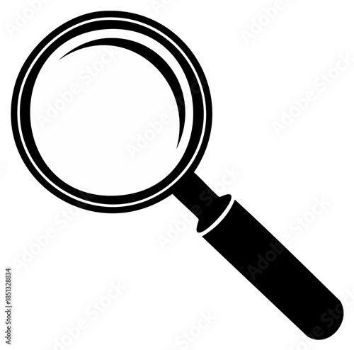 Magnifying glass illustration, black and white outline, search concept