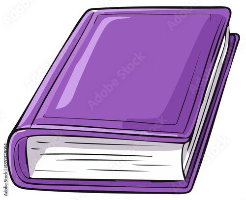 Simple purple hardcover book with blank pages and black outline illustration