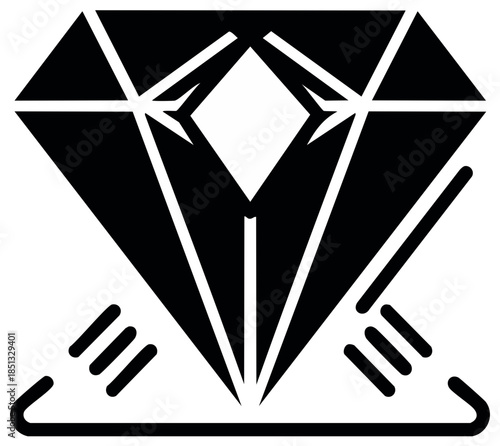 Modern geometric icon of a diamond stone presented by stylized hands