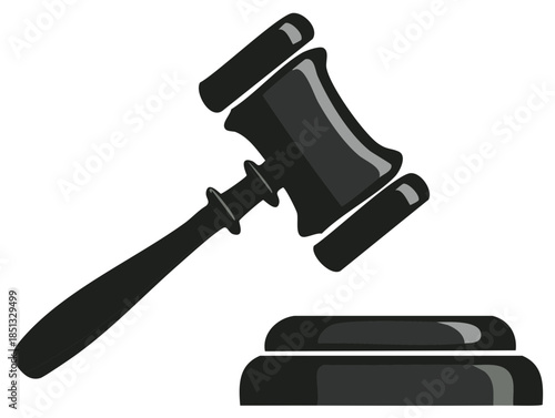 Gavel and Sounding Block Symbolize Judicial Authority Legal Process Illustration