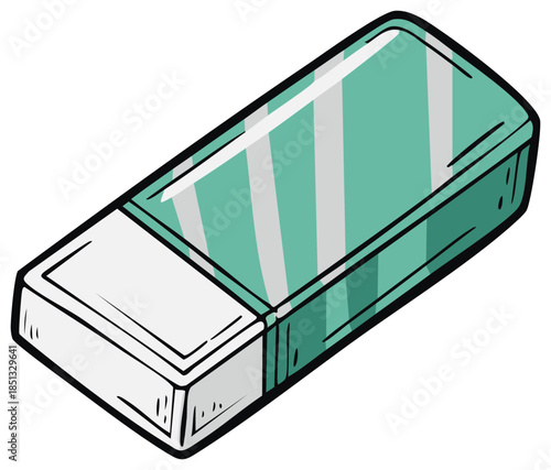 Illustration of a Teal and White Eraser for Correction or Deletion