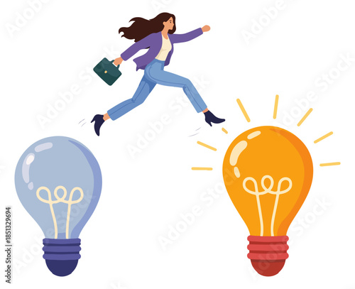 Modern professional taking a bold leap toward bright future ideas with great determination in their career journey.