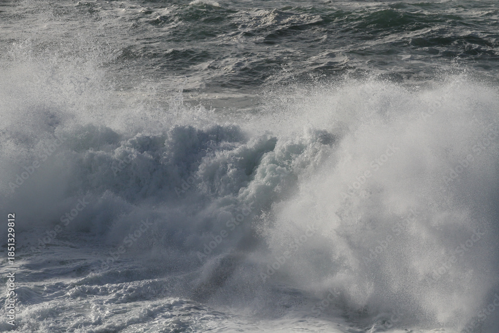 Fototapeta premium Winter Storm Ocean Wave Crashing, Dramatic Sea and Nature Force Concept