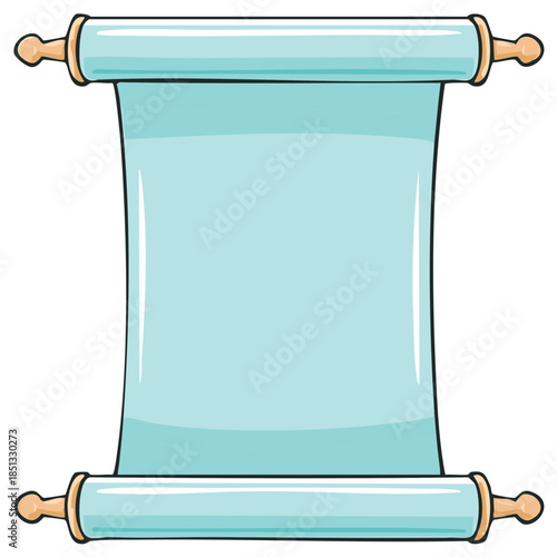 Blank ancient scroll with wooden handles vector cartoon illustration