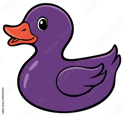 Simple Cartoon Illustration of a Purple Rubber Duck Bath Toy