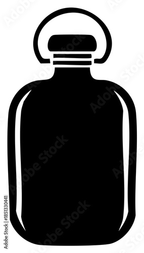 Minimalist black glyph icon of a camping canteen or reusable water bottle