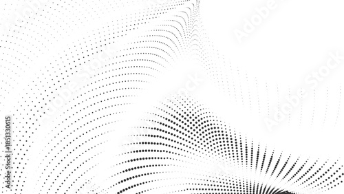 Flowing abstract halftone wave background with dense dotted curves creating dramatic depth and smooth motion texture for modern digital artwork and creative design use Vector Illustration