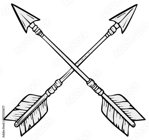 Two crossed arrows illustration symbolizing indigenous culture adventure and aiming for goals