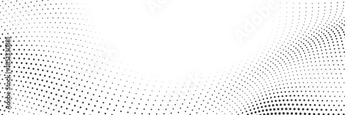 Abstract halftone dot wave background with smooth flowing motion forming modern texture ideal for creative layouts, digital media, technology themes and branding visuals Vector Illustration