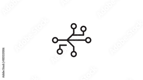 Minimalist molecule structure in simple line art with black color on white background for scientific illustration